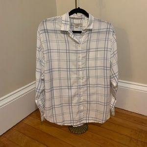 New with tags LOFT xs white & blue plaid blouse